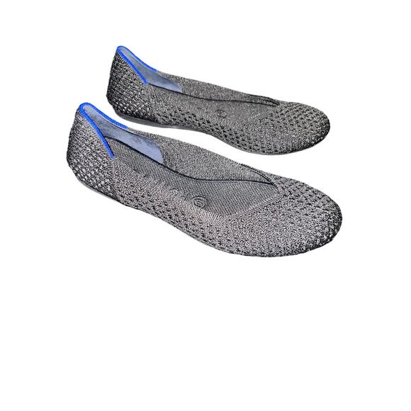 Rothy's Black Honeycomb Blue Halo Knit Loafers Round Toe Retired - sz 7 - P7 - Picture 1 of 12